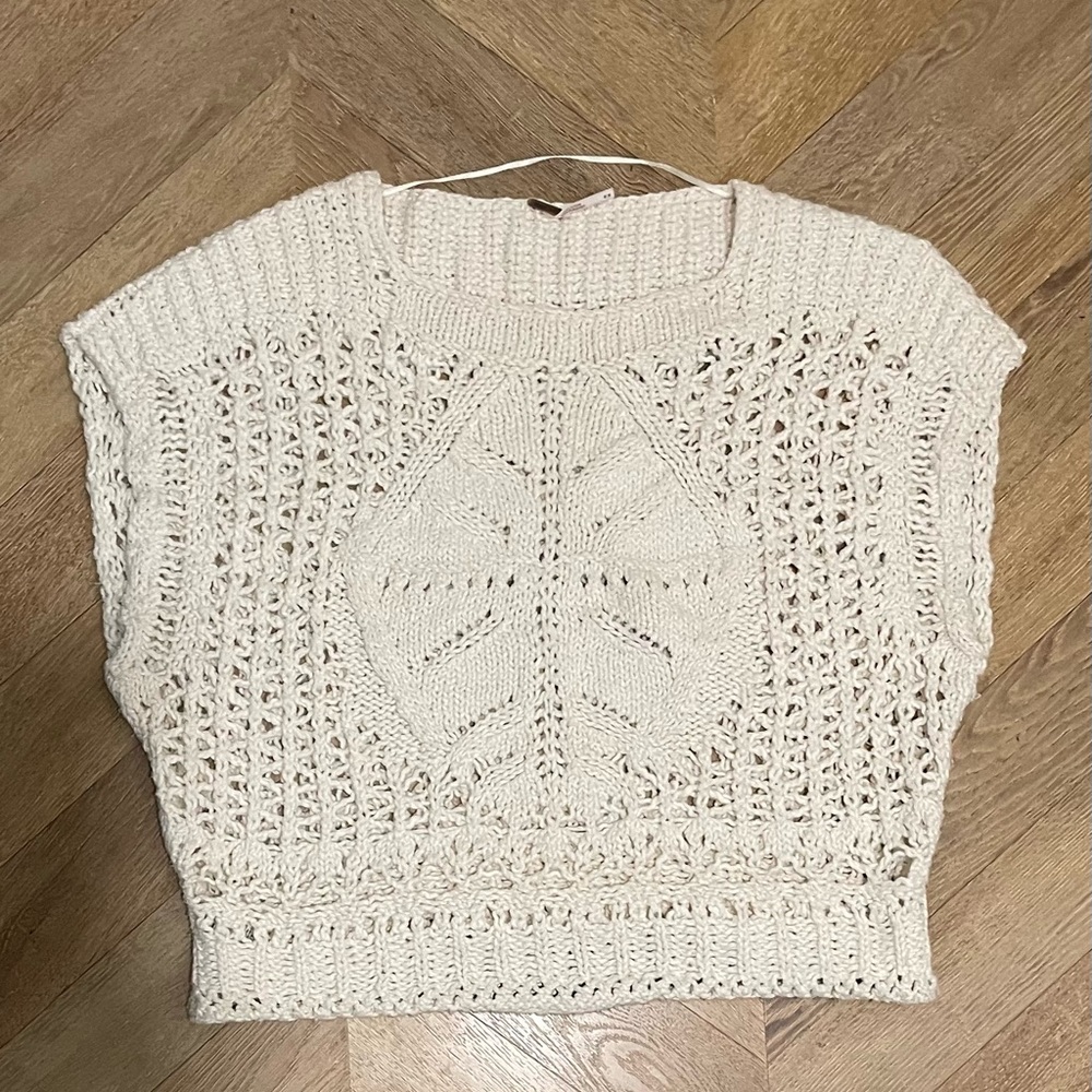 Free People Sleeveless Eyelet Sweater-Medium